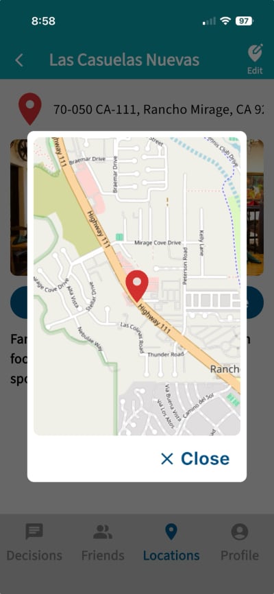 Location view with map and address